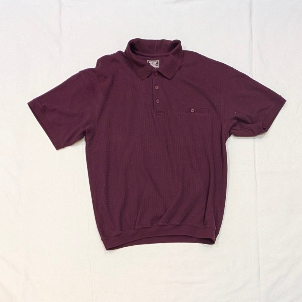 Safe Harbor Sportswear Mens XXL Burgundy Textured Grid Short Sleeve Polo Shirt